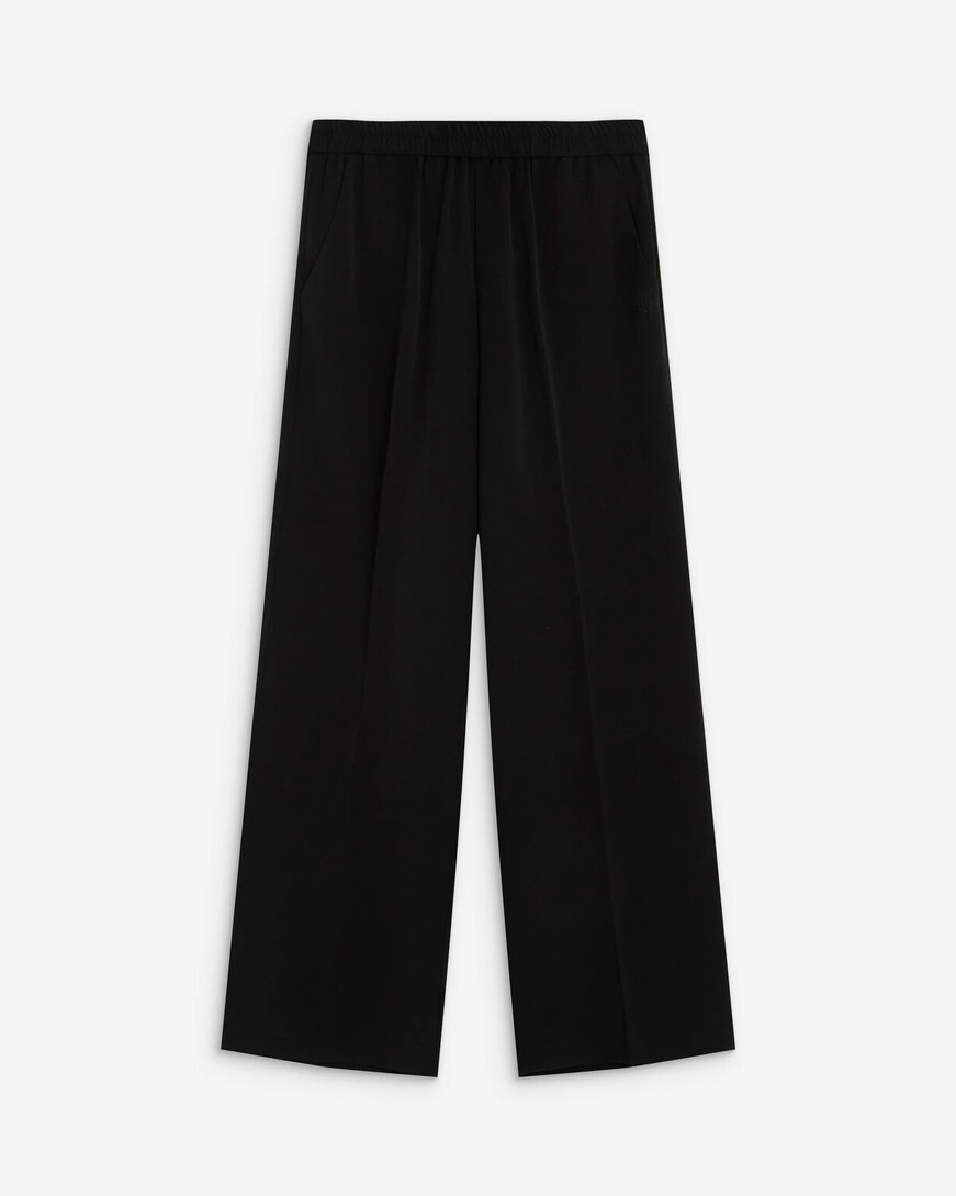 WIDE-LEG FLUID PANTS MID-RISE WAIST NOIR NOBLESSE