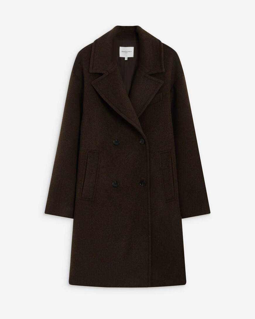 LONG DOUBLE-BREASTED COAT CHOCOLAT ALOIS