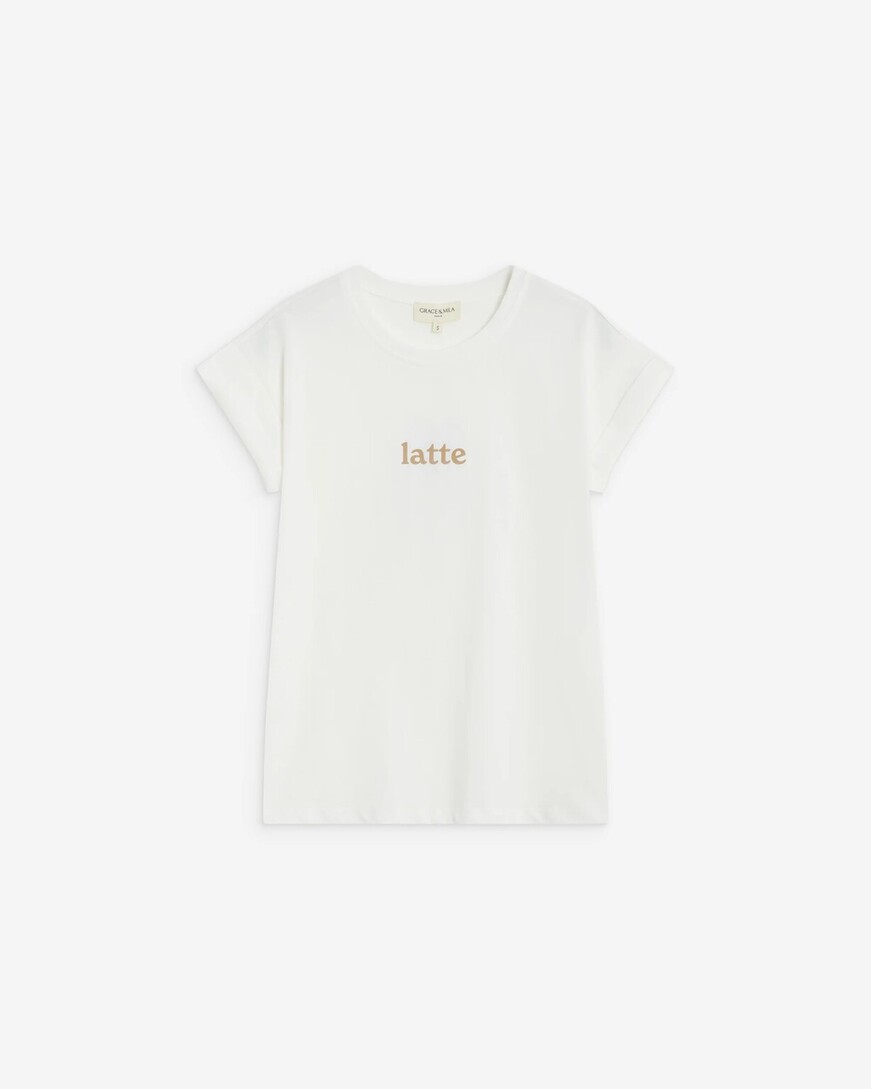ATLAS IVORY SHORT-SLEEVED COTTON T-SHIRT WITH LETTERING
