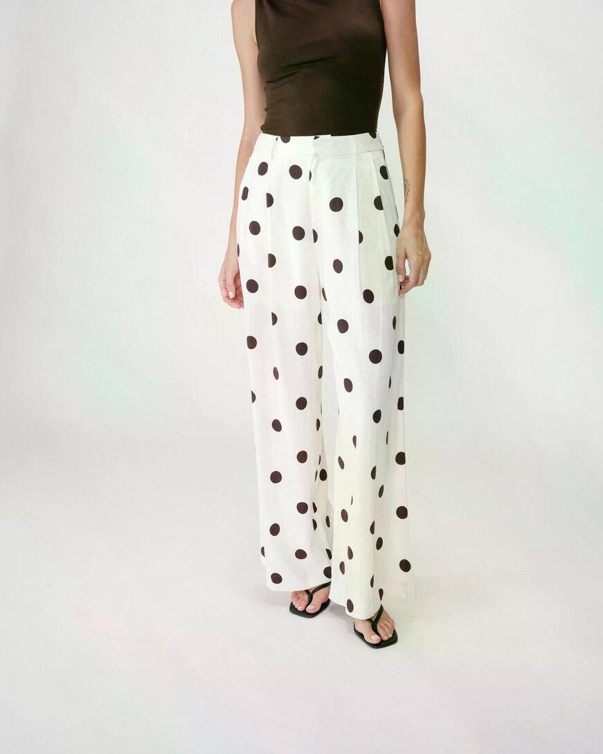 WIDE-LEG POLKA DOT PANTS ECRU WYNELL,S