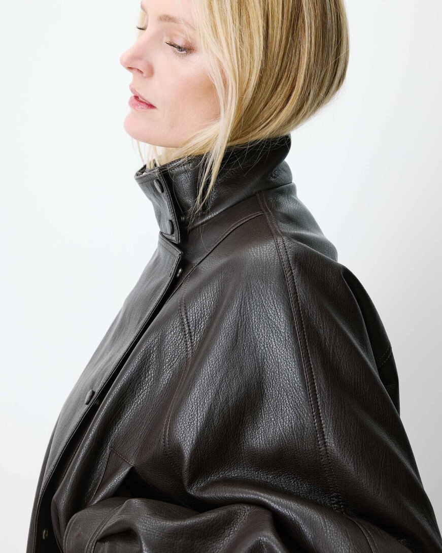 RELAXED FAUX-LEATHER JACKET CHOCOLAT AUBURN