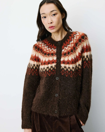 JACQYARD KNIT CARDIGAN CHOCOLAT ALEKIO