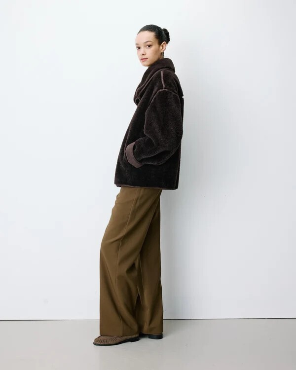 BUTTONED FAUX-FUR COAT CHOCOLAT AMELIO