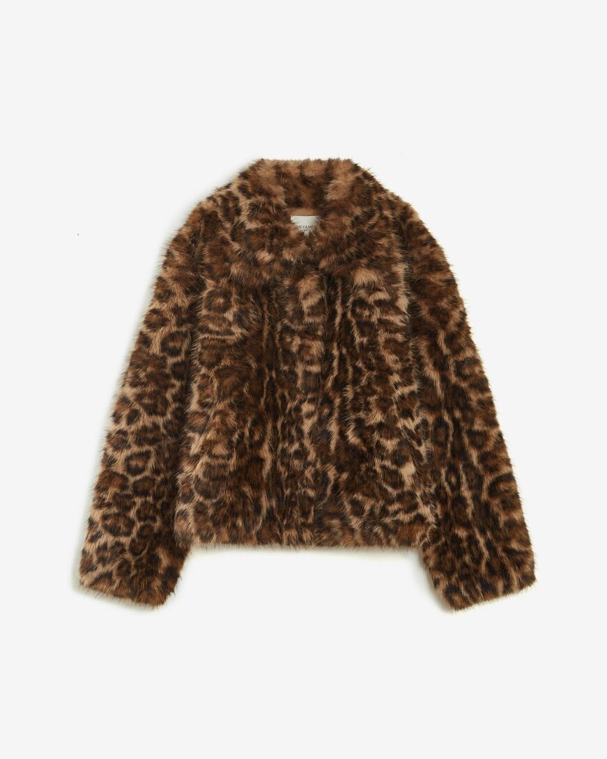 SHORT PATTEERNED FAUX-FUR COAT LEO ALVA