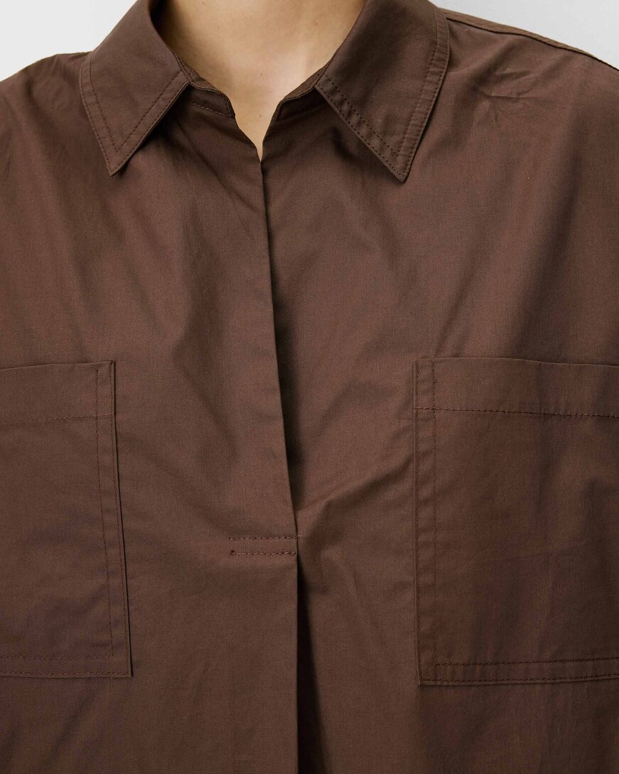 COTTON WIDE-SLEEVE BLOUSE CHOCOLAT AMBRE