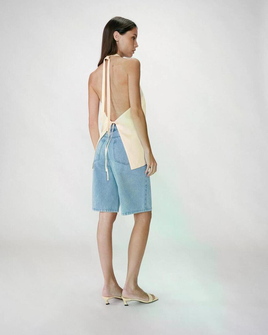 LINEN BACKLESS TOP JAUNE WISE,M