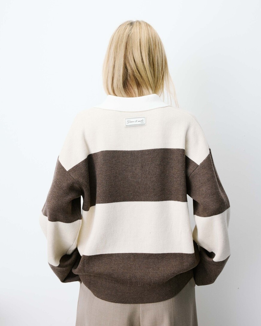 STRIPED POLO SWEATER SABLE ASTRE