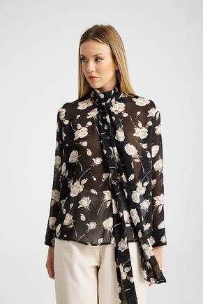 FLORAL TIE-FRONT BLOUSE SIGRUM 