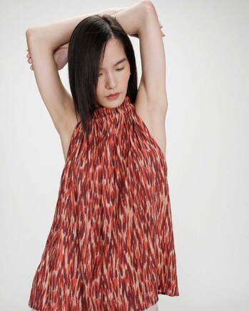 FLOWING SLEEVELESS PRINTED TOP SANGUINE VOTELLO