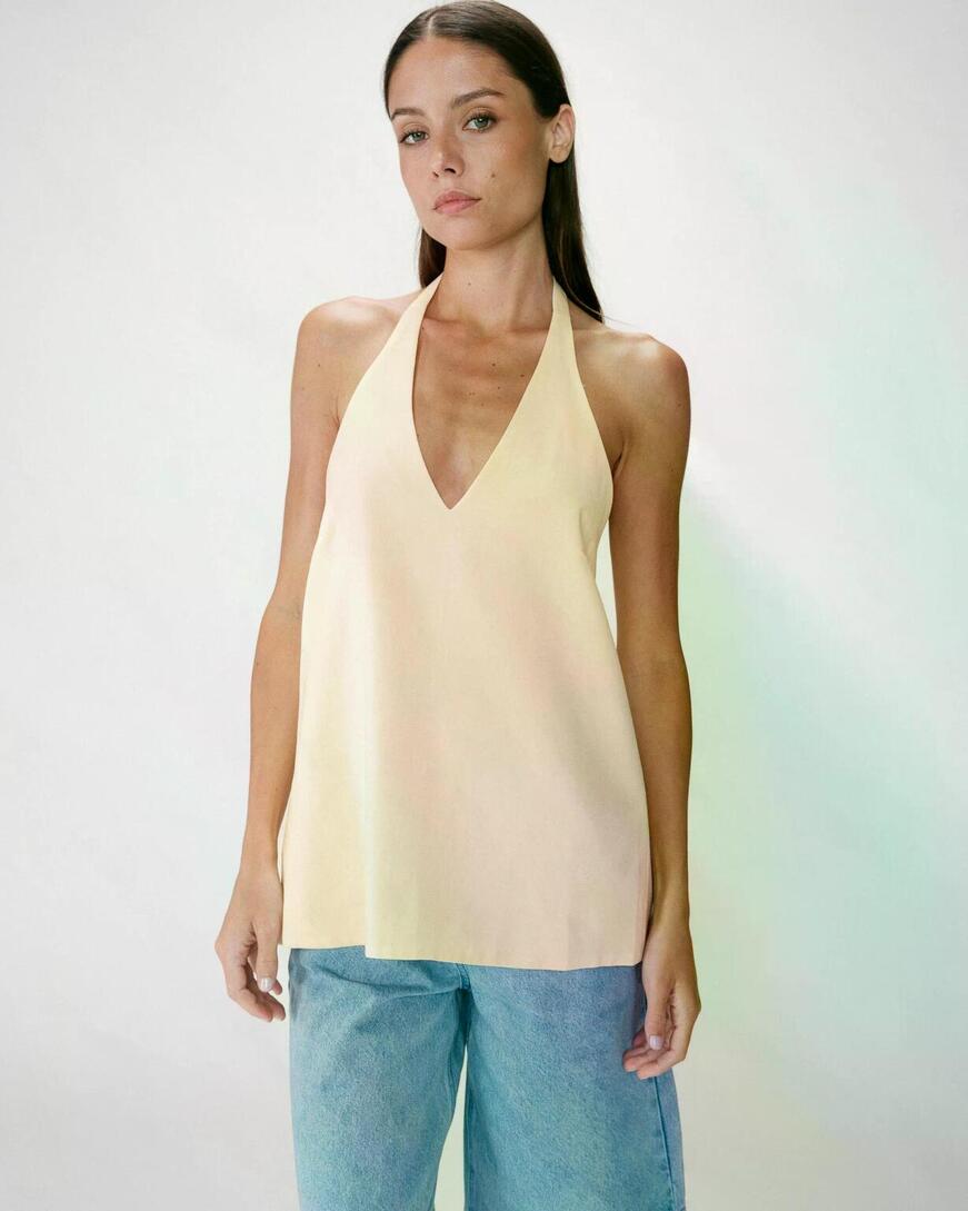LINEN BACKLESS TOP JAUNE WISE,M