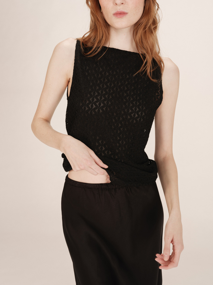 LACE T-SHIRT BLACK TENET GRACE&MILA,L