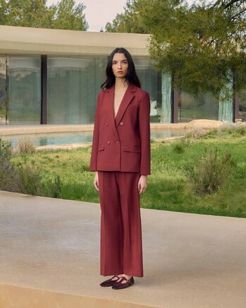 DOUBLE-BREASTED SUIT TERRACOTTA NOIX