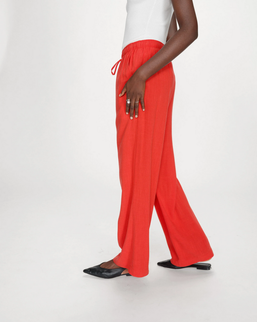 WIDE-LEG LINEN PANTS SANGUINE RAVEN
