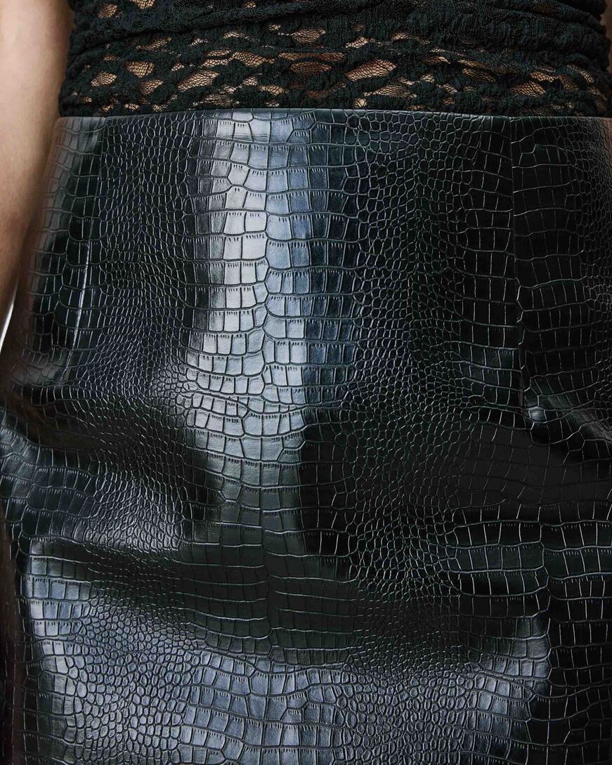 FAUX-LEATHER PENCIL SKIRT PYTHON ACACIA