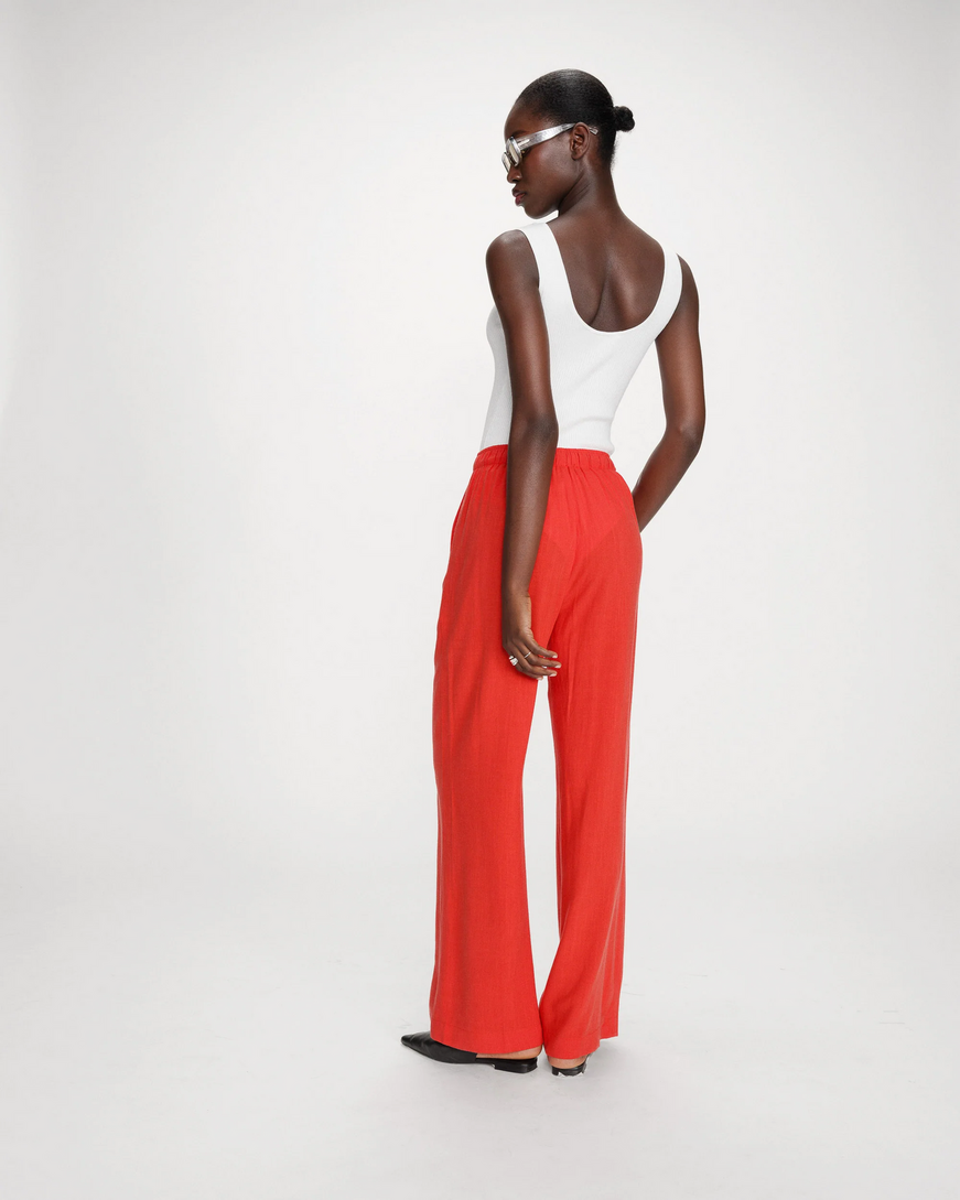 WIDE-LEG LINEN PANTS SANGUINE RAVEN