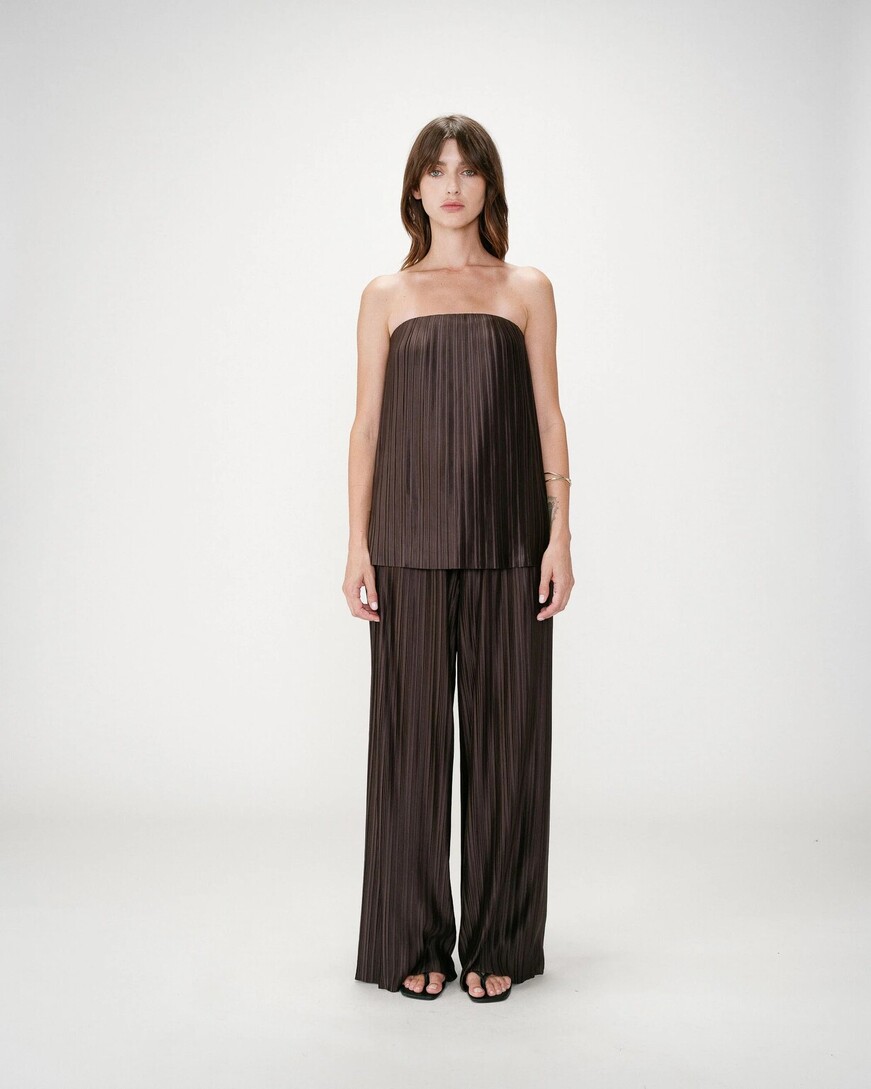 PLEATED BUSTIER TOP CHOCOLAT WEST,S