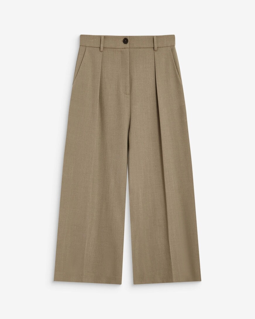 WIDE-LEG CROPPED TAILORED PANTS BEIGE ATLANTIS,M