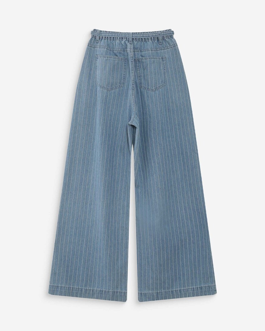 LOOSE-FIT JEANS STRIPEDBLUE POMPON
