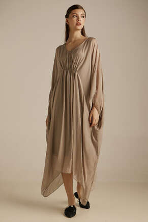 BEIGE SILK DRESS (ANNA) EFΙMERON
