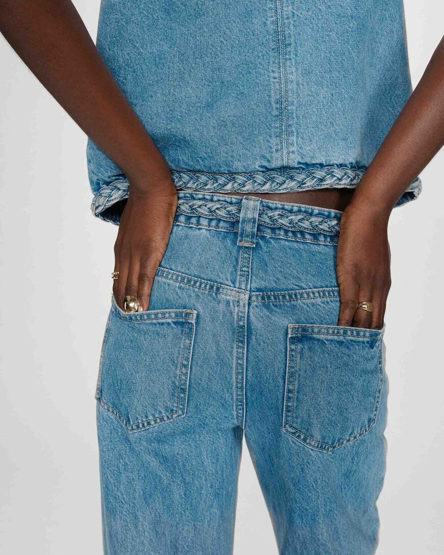 HIGH-WAIST JEANS WITH BRAIDED BELT LIGHTBLUE JADEN,28