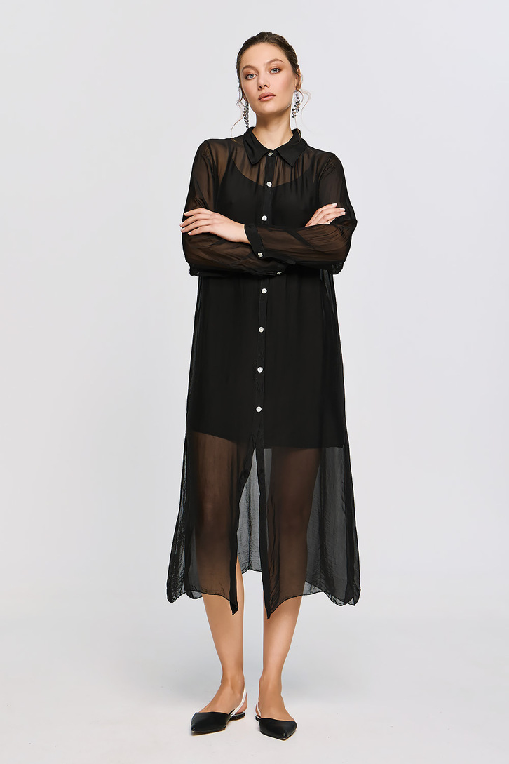 APHRODITE LONG SHIRT DRESS BLACK