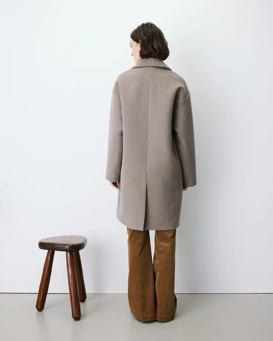 LONG DOUBLE-BREASTED COAT GREGE ALOIS