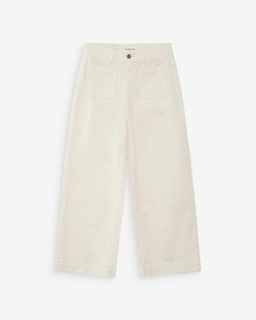HIGH-WAIST LOOSE CROPPED JEANS ECRU JOE
