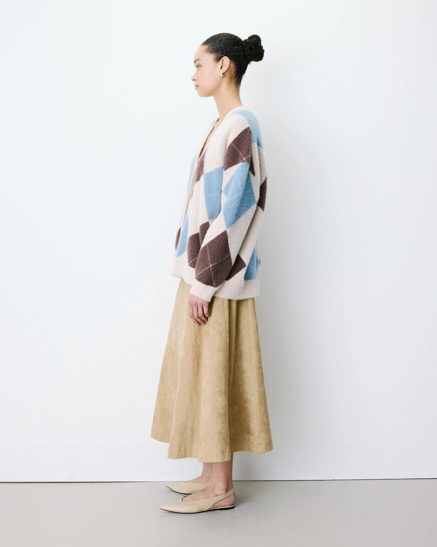 ARGYLE V-NECK CARDIGAN BLUET ALEXAN