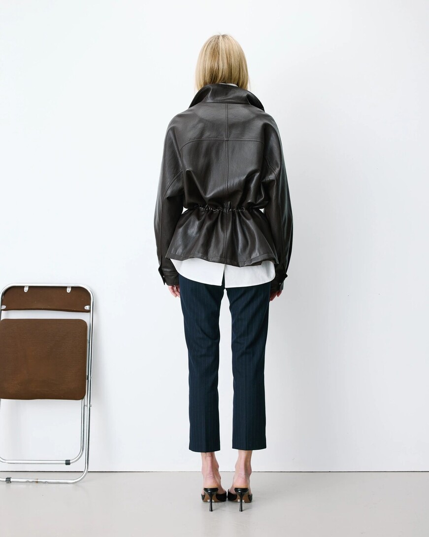 RELAXED FAUX-LEATHER JACKET CHOCOLAT AUBURN