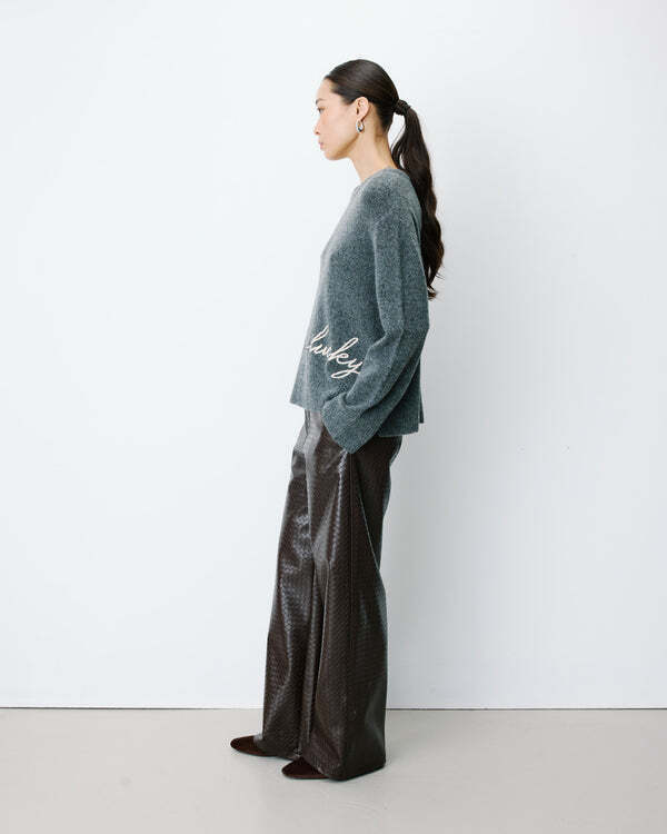 CREW-NECK SWEATER WITH EMBROIDERED TEXT IVOIRE AUBIN
