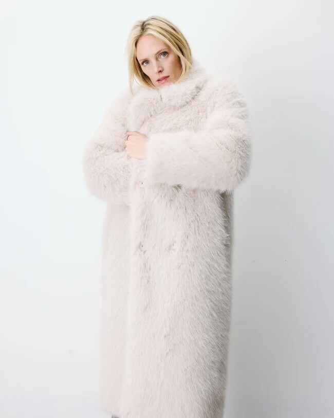 LONG FAUX-FUR COAT GREGE ALARA