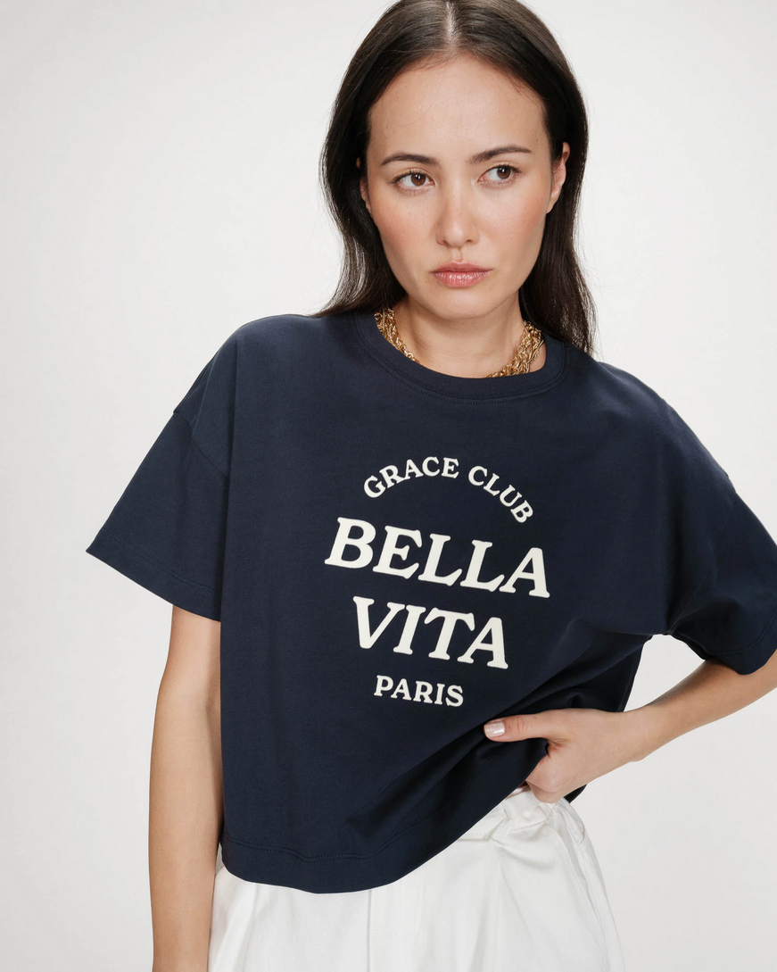 OVERSIZED SLOGAN TOP MARINE VOSS