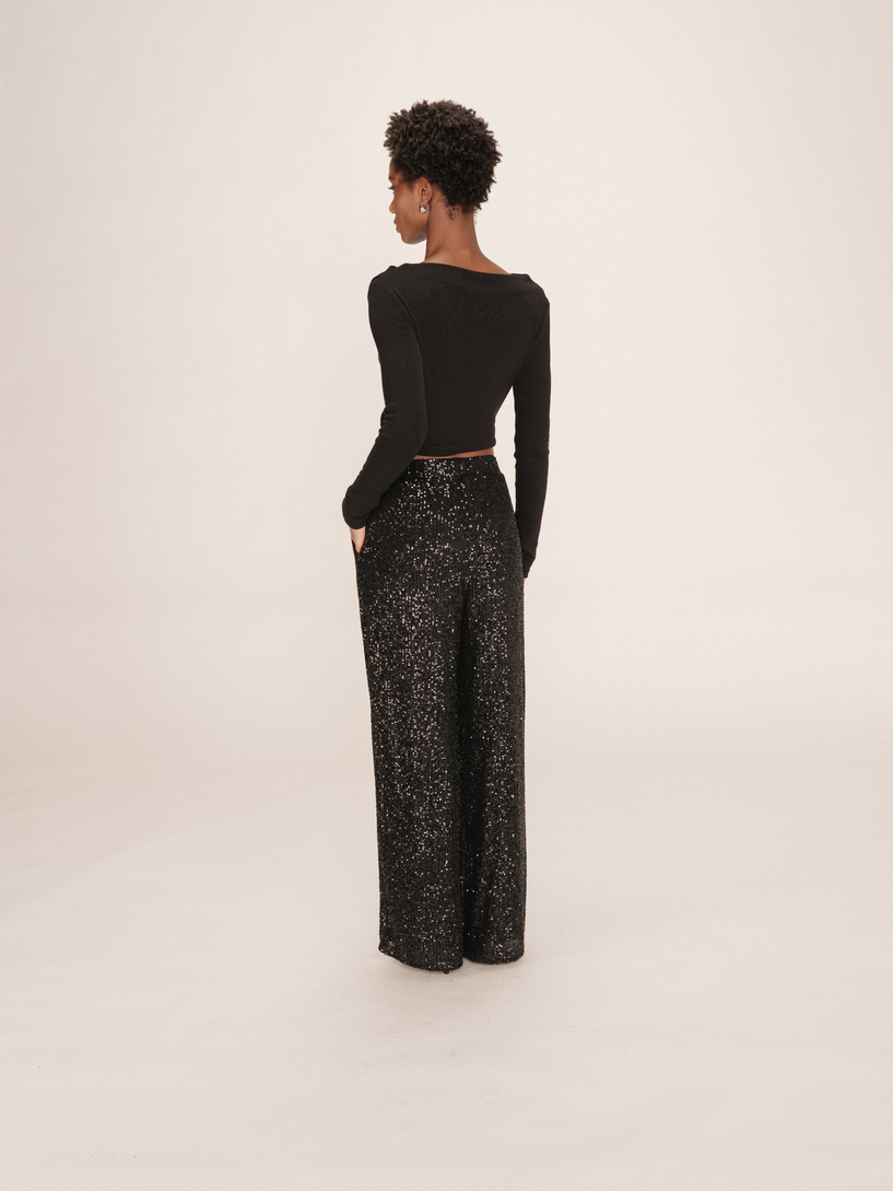  WIDE SEQUINTROUSERS BLACK TOBY GRACE&MILA,M