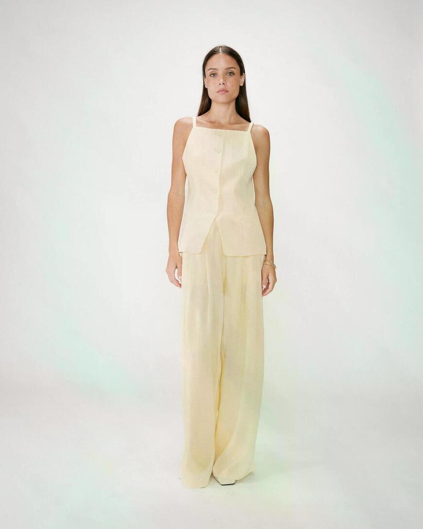 TAILORED TENCEL AND LINEN SQUARE-NEK VESTJAUNE WINSTON,M