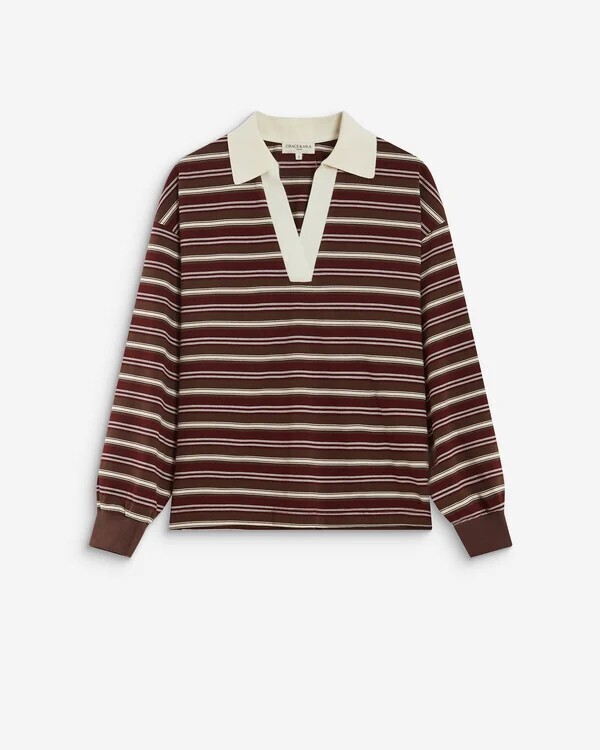 OVERSIZED STRIPED POLO CHOCOLAT ARON