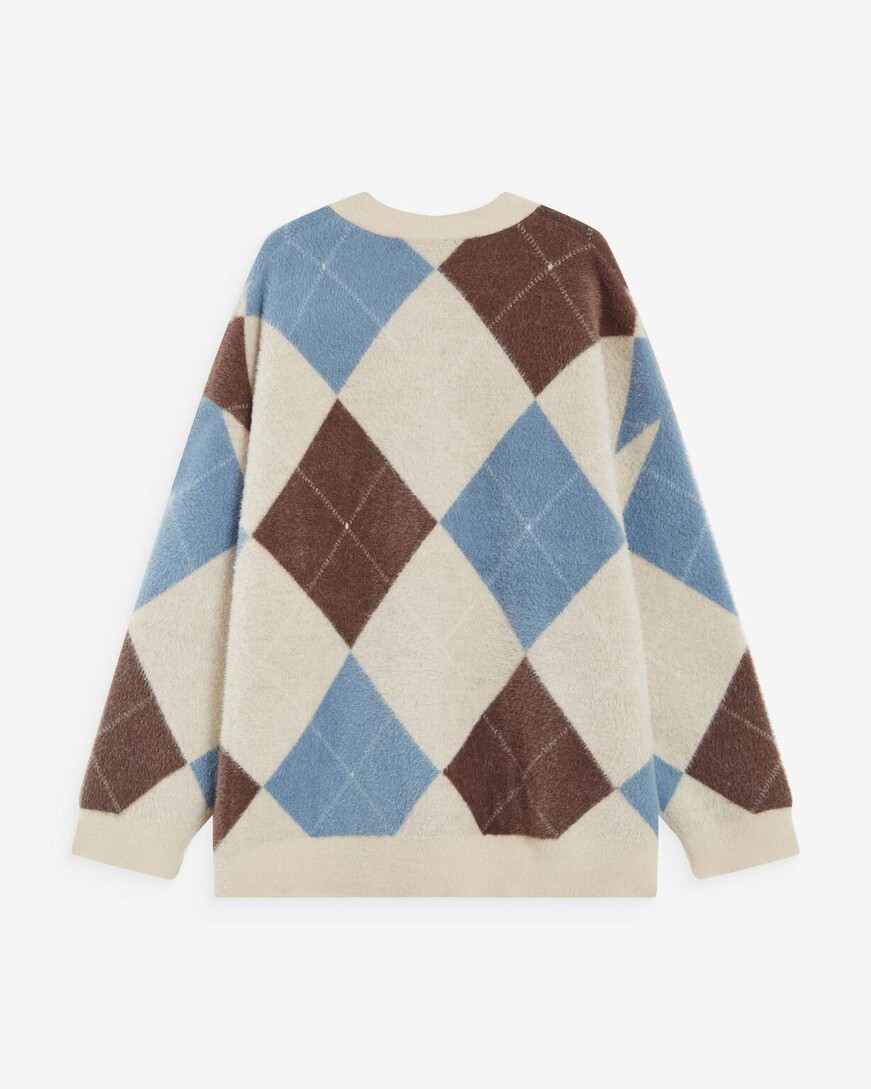 ARGYLE V-NECK CARDIGAN BLUET ALEXAN