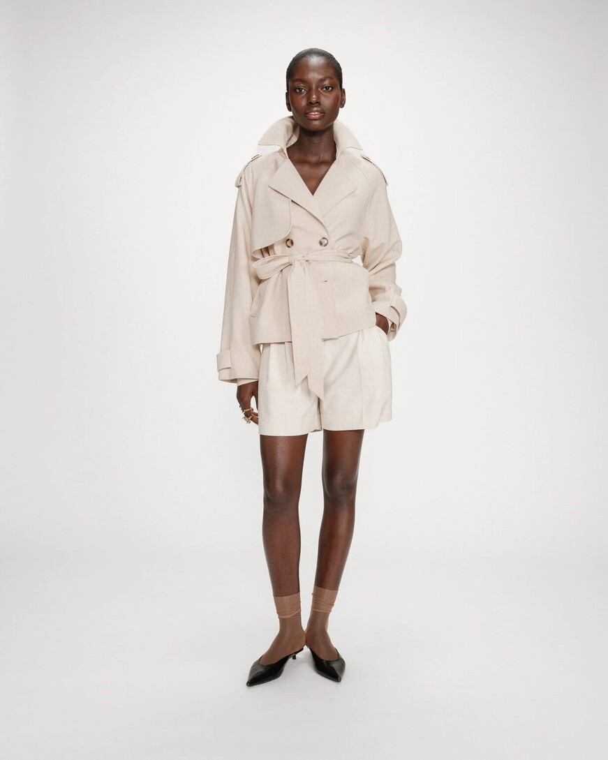 CROPPED BELTED TRENCH COAT VOGUE,M