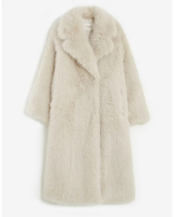 LONG FAUX-FUR COAT GREGE ALARA