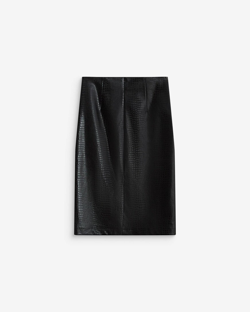 FAUX-LEATHER PENCIL SKIRT PYTHON ACACIA