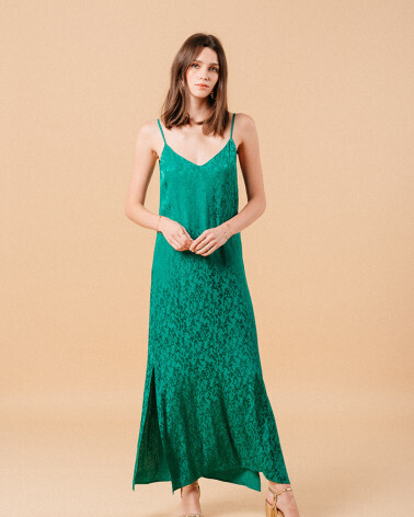 GREEN SATIN DRESS (MICHAELA) GRACE&MILA,S