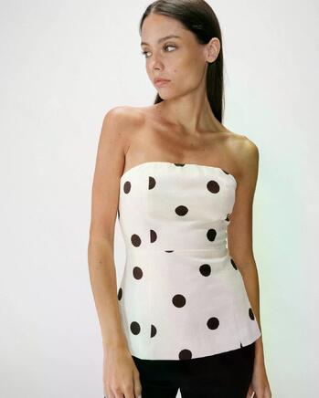 POLKA DOT PEPLUM BUSTIER ECRU WIXIE
