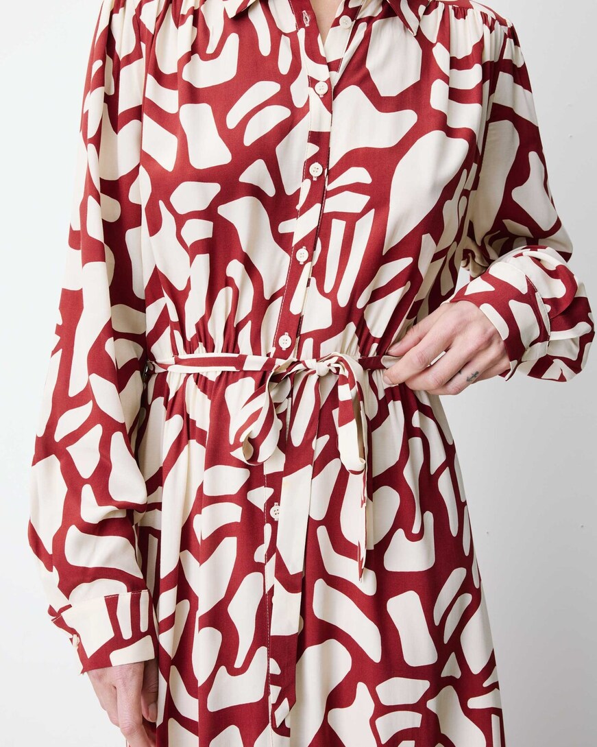 LONG SHIRT DRESS WITH BELT TERRACOTTA AVELINE