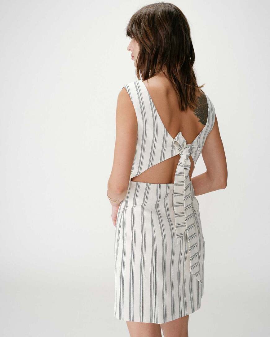STRIPED SHORT DRESS WHITH OPEN BACK WEXANAS,S