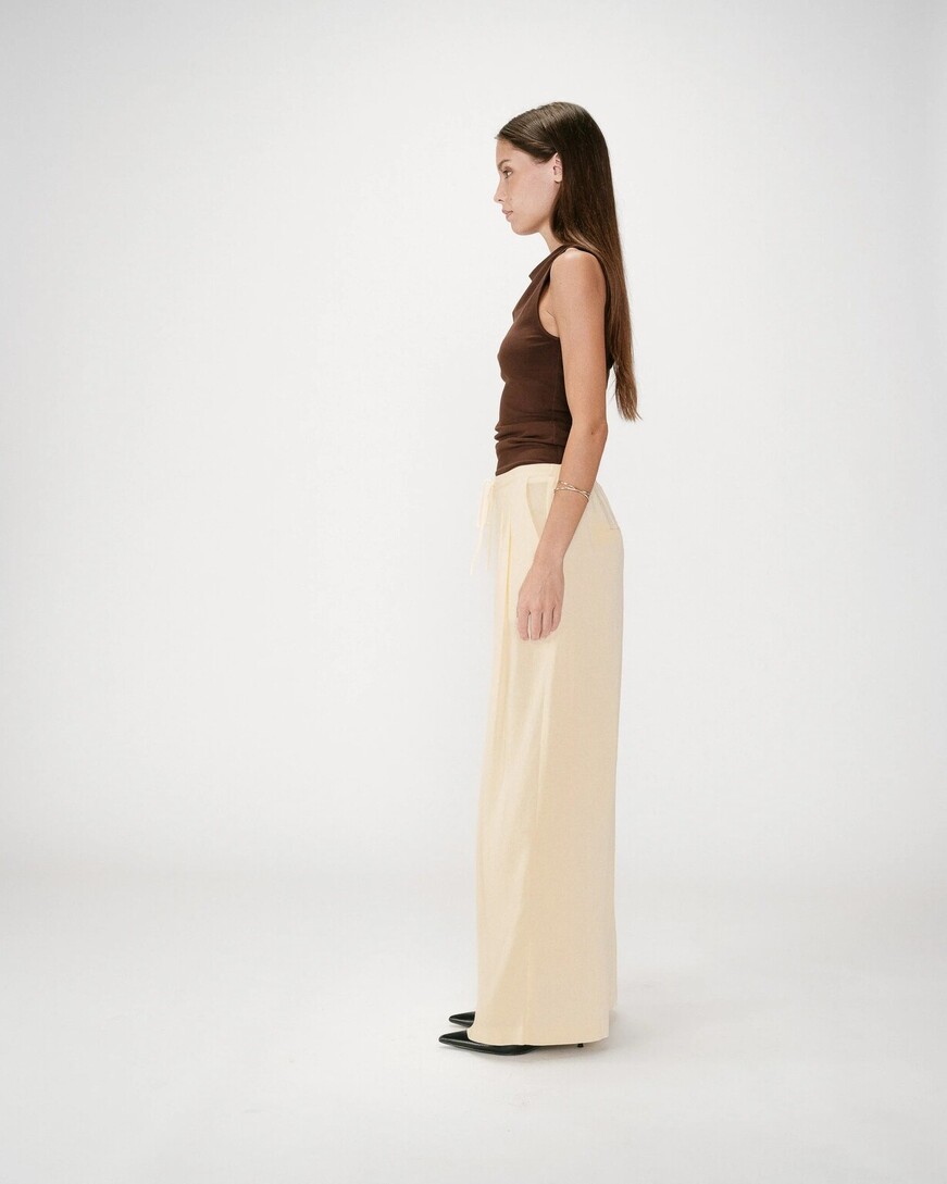 FLUID LINEN TAILORED PANTS JAUNE WALLY,L