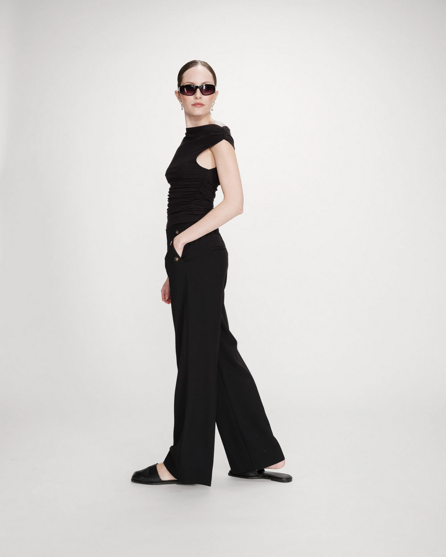 STRAIGHT TAILORED TROUSERS NOIR VALIGNY
