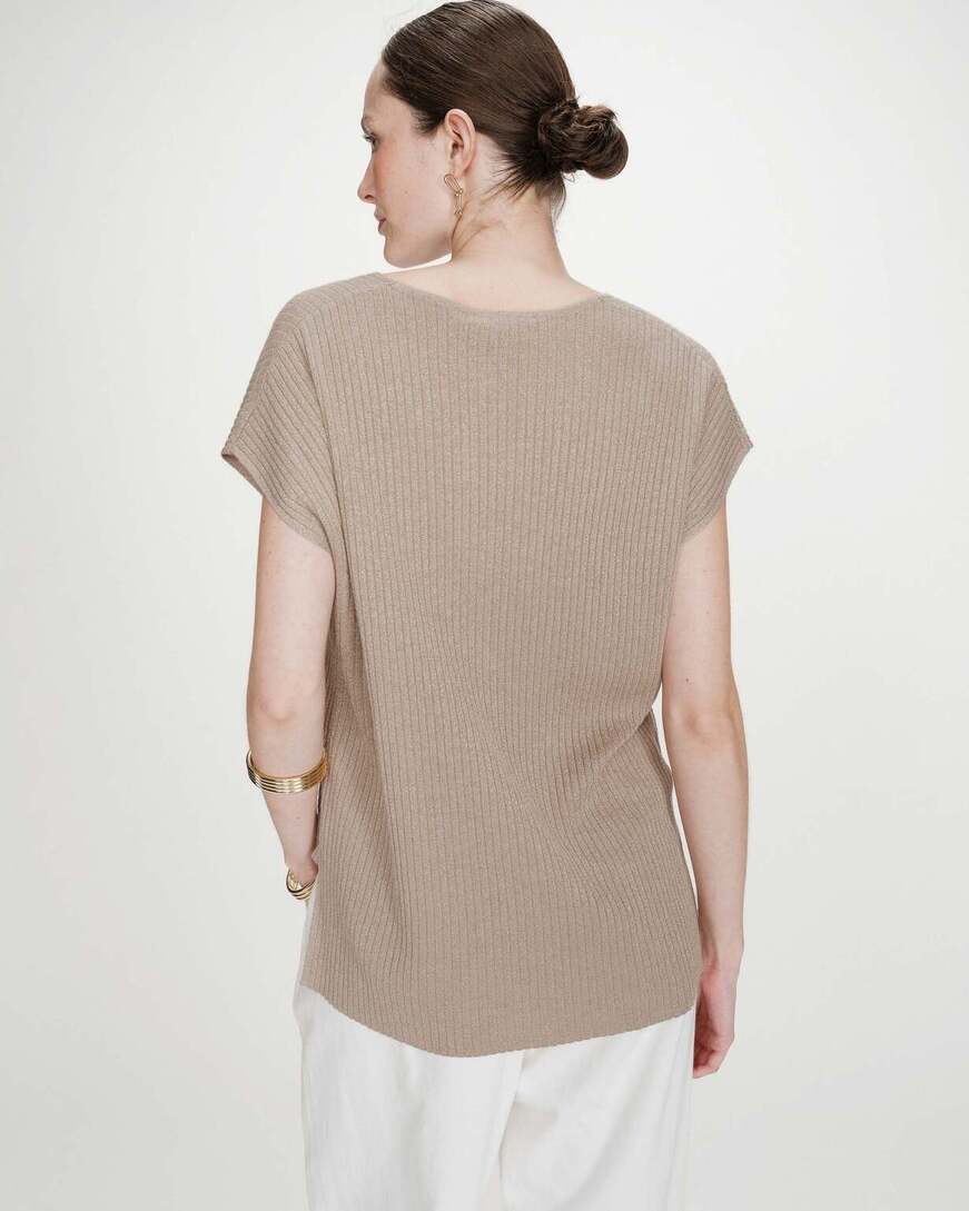 LOOSE LUREX V-NEK TOP VAPORO