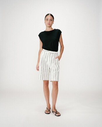 STRAIGHT COTTON BERMOUDA RAYURE WELLO
