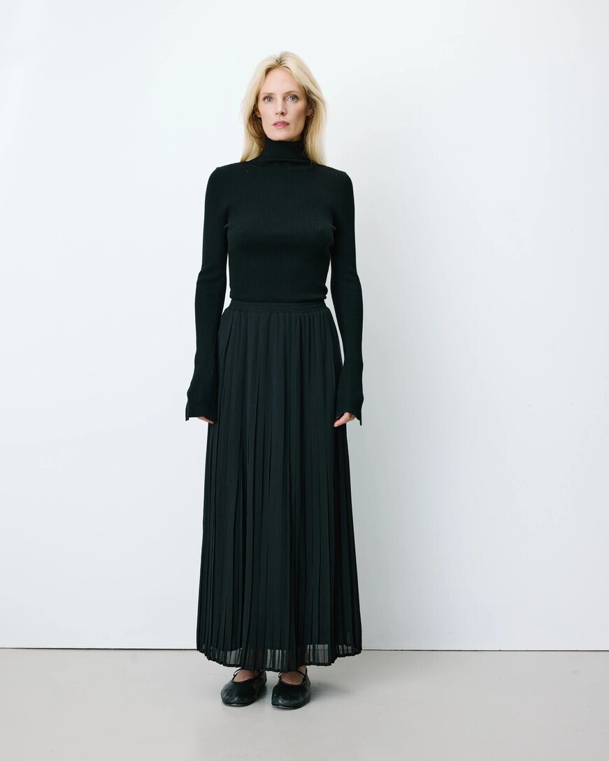 PLATED MAXI SKIRT NOIR ANISSA