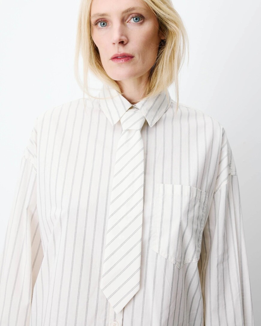 SHIRT WITH TIE ECRU ATHENA