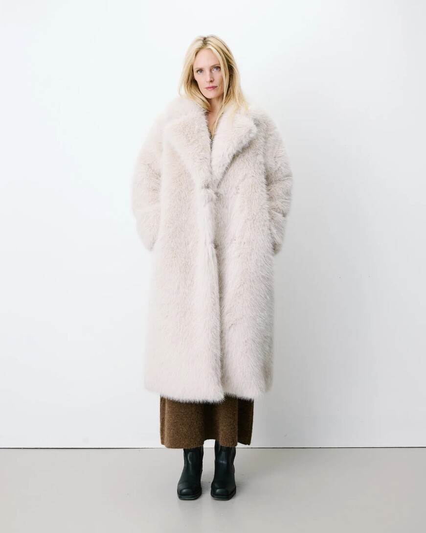 LONG FAUX-FUR COAT GREGE ALARA